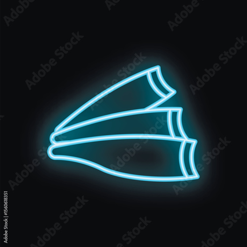 Neon sign illustrating flippers, perfect for businesses related to swimming, diving, and watersports