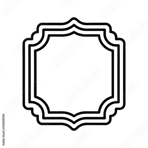 Curved Edge Vintage Photo Frame in Outline Vector Style