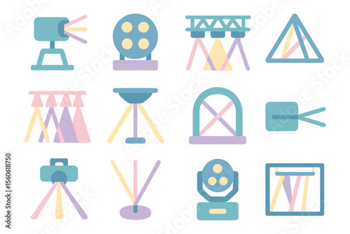 Stage lighting equipment vector illustration for event design in flat style