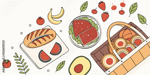 Delicious Italian pizza vector illustration with salami, cheese, and fresh vegetables for a fast food menu design