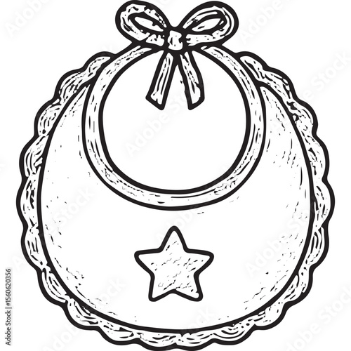 Adorable bib sketch with bow for baby shower decor
