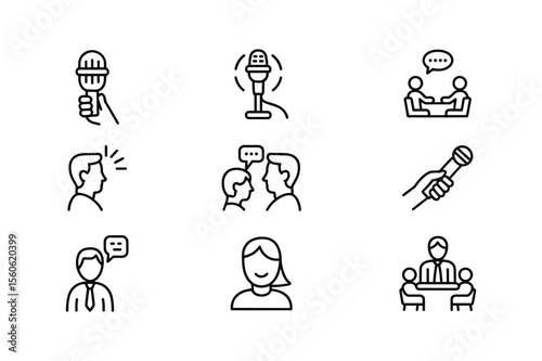 Conversation interview discussion meeting presentation microphone