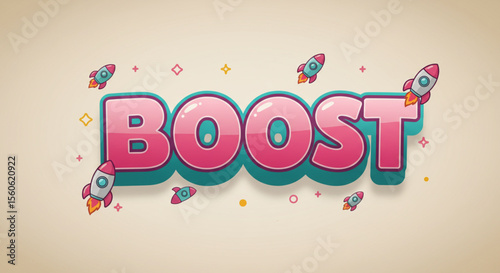Boost  Uplifting Typography Design with Rockets