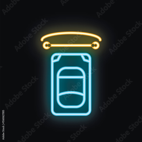 Neon sign depicting a car being lifted by a magnet, symbolizing a unique concept related to transportation, technology, or innovation