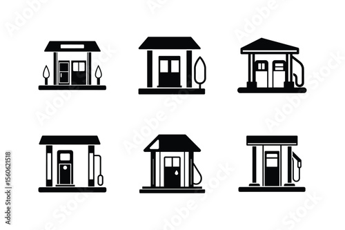 gas station icon silhouette vector illustration