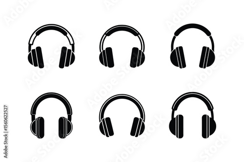 headphones silhouette vector illustration