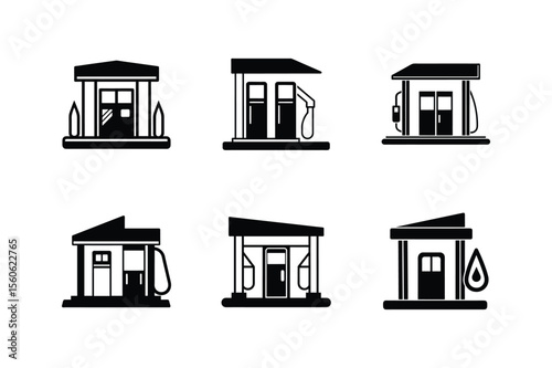 gas station silhouette vector illustration