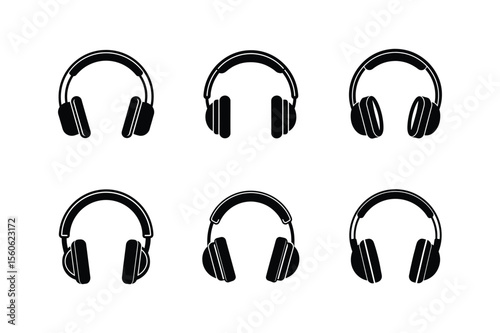 headphones icon silhouette vector illustration
