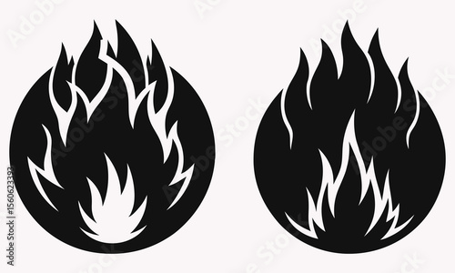 Black Flame Silhouette - Tribal Fire Symbols for Logos, Tattoos and Graphic Designs