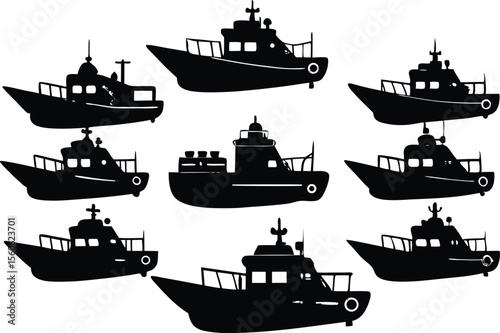 Collection of Various Boat Silhouettes