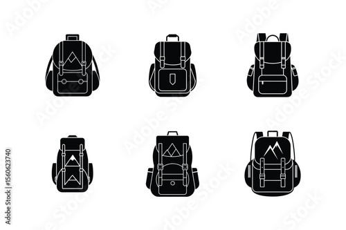 hiking backpack silhouette vector illustration