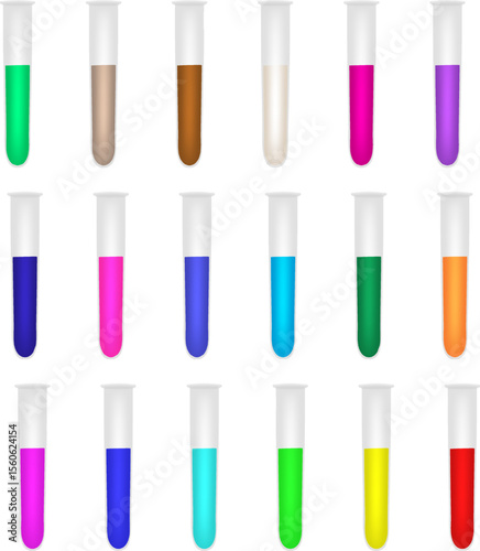 Set of 15 Test Tubes - Colorful Science Lab Samples