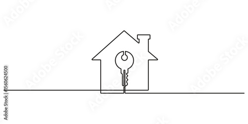 Continuous one line drawing of simple house icon. Vector illustration
