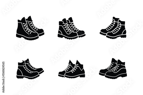 hiking boots silhouette vector illustration