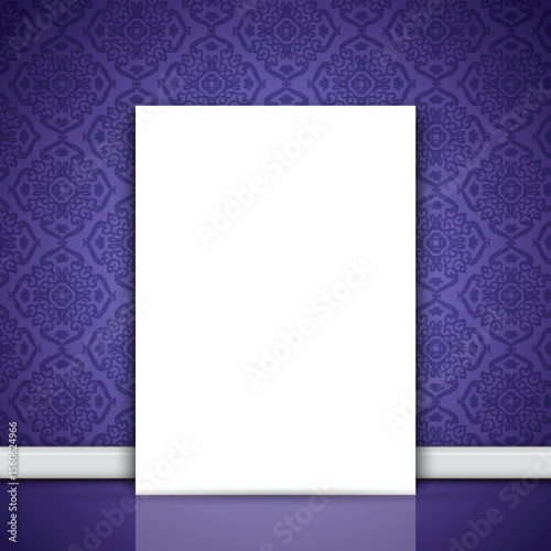 blank canvas leaning on purple wallpaper 0508