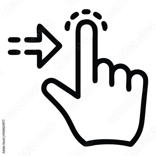 Digital illustration of a computer mouse cursor clicking an icon with a stylized pixelated hand pointing isolated on white background