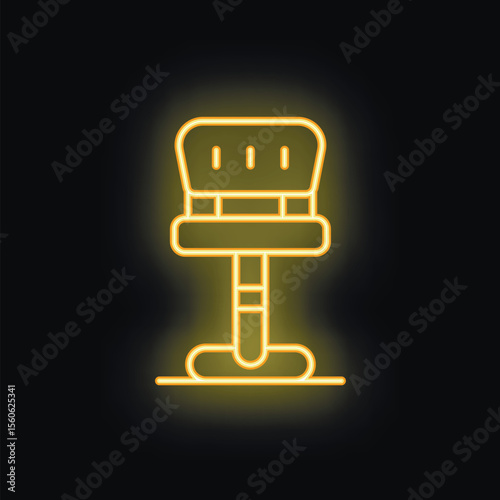 Yellow neon sign representing a tall bar stool, evoking a night out atmosphere