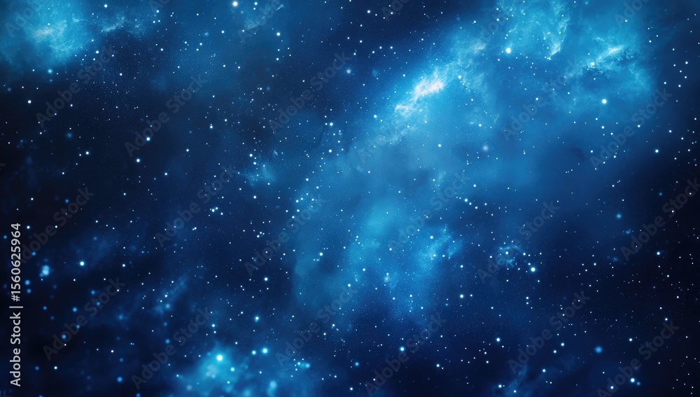 Fototapeta premium Deep space nebula, vibrant blues and dark voids