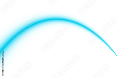 Blue teal arc line lighting glowing neon stripe laser beam with color spectrum energy wave gradient effect and vibrant light lines on transparent background curve abstract