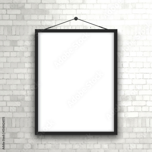 blank picture frame on brick wall 1503