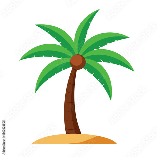 Flat Coconut Tree Vector Illustration – Island Nature Icon