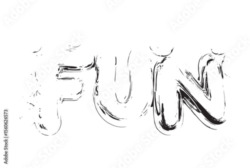 Iridescent FUN word art with bubbly rainbow letters against a soft pink background playful and vibrant 3D render