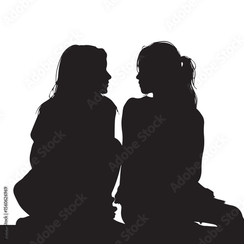  best friend silhouette set, Black & White silhouette set