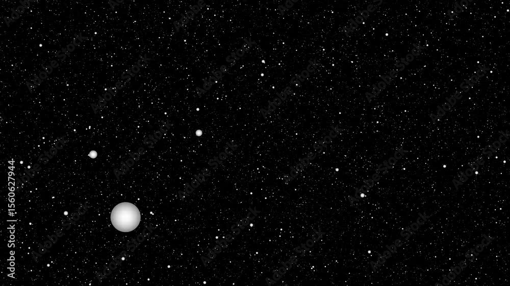 Flying through realistic starfield from inner space with stars motion. particles universe.