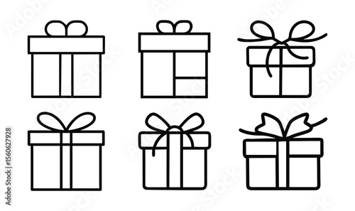 A set of gift box icons isolated on white background