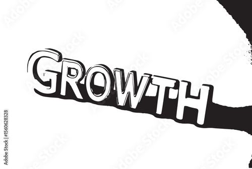 Growth concept image Bold 3D letters silver chrome finish on neutral background symbolizing progress and development in