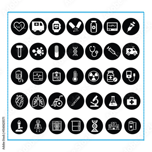 Medical icon set of doctor and hospital