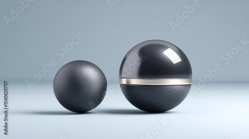 Two black sphere gleam with modern simplicity and sleek refinement