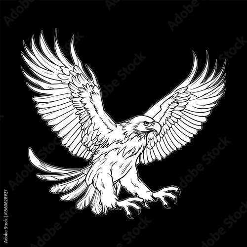 Majestic Eagle Soaring Boldly A Symbol of Freedom and Power A Striking Black and White Depiction of Nature's Grandeur