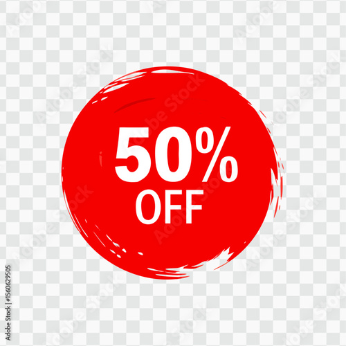 50% Off Sale - Big Discount Red Circle Badge