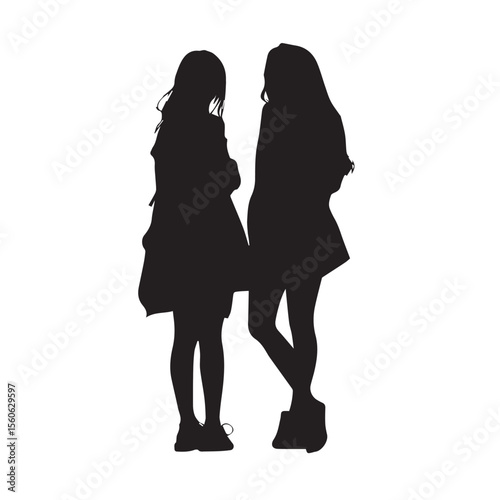  best friend silhouette set, Black & White silhouette set