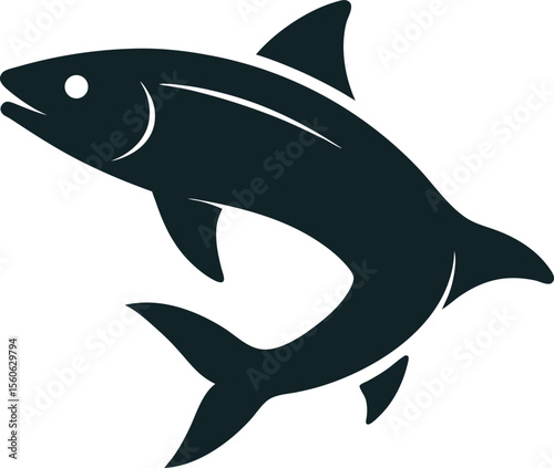 salmon fish silhouette icon on white background