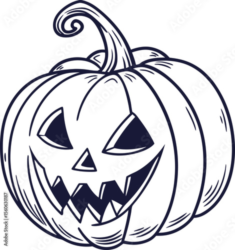 Scary jack-o'-lantern pumpkin with a spooky carved face, a classic symbol of Halloween and autumn celebrations