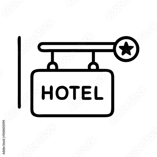 Hotel sign icon with star detail emphasizing accommodation concept  