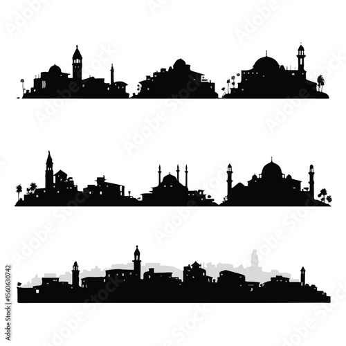 bethlehem city silhouette set, Black & White silhouette set 