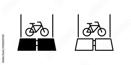 Clear bicycle lane cycling road sign icon set for bike paths, urban mobility, and eco-friendly transport. Useful for city planning and outdoor activity.