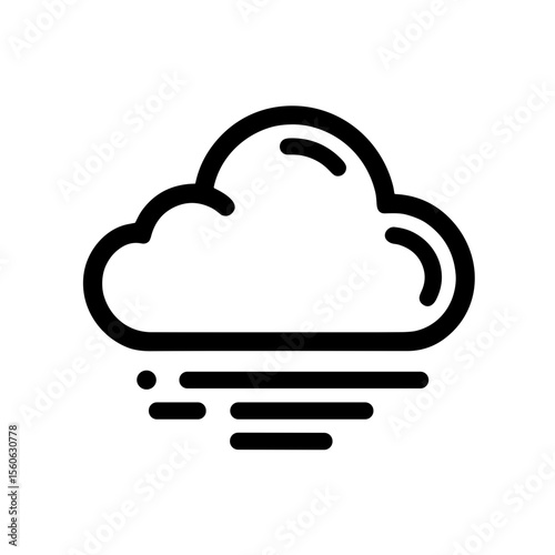 Minimalistic black-and-white line art illustration of cloud icon  