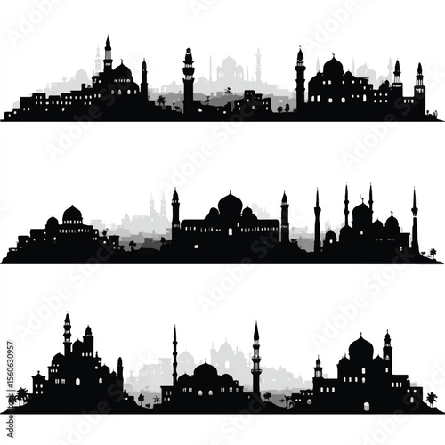 bethlehem city silhouette set, Black & White silhouette set 