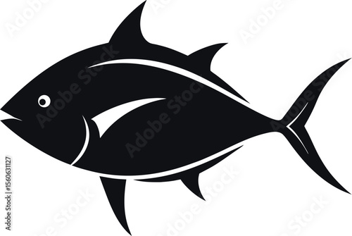 tuna fish silhouette  icon on white background