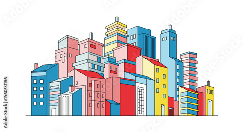 Diverse Urban Architecture Vibrant Cityscape Collection Modern Buildings
