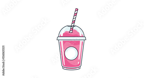 Delicious Cold Pink Beverage Refreshing Summer Drink With A Straw