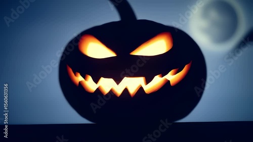 Wallpaper Mural Pumpkin Face Silhouette Against Moonlit Sky Torontodigital.ca