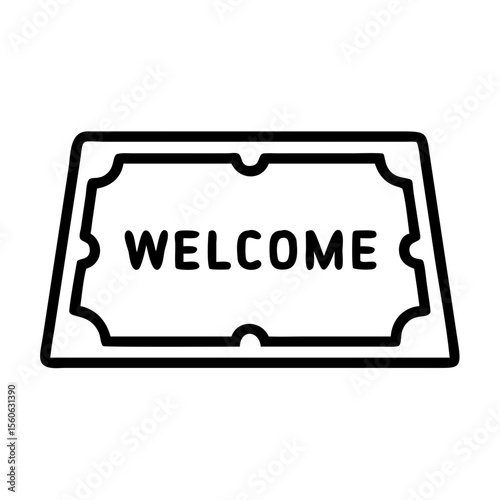 Welcome mat with bold lettering on a simple white background  