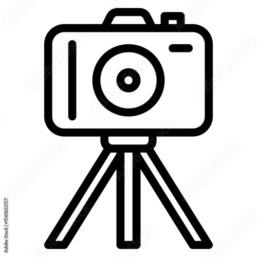 Camera icon with outline theme and transparent background