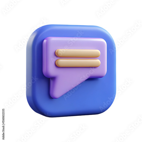 Vibrant 3D Chat Bubble Icon: Modern Communication Symbol for Digital Messages