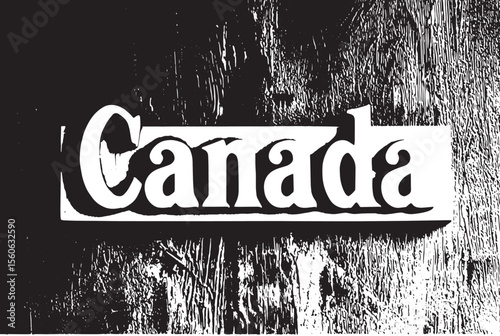 Rustic Canada wooden sign vintage style lettering on weathered wood background beige and off white color palette
